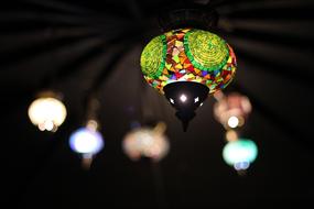 colored lights on the ceiling