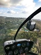 helicopter cabin with large windows