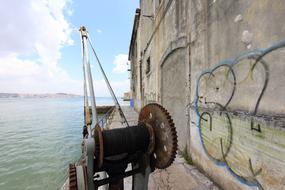 iron winch by the river
