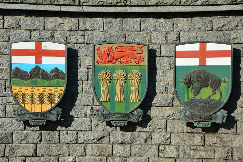 colored coats of arms on the wall