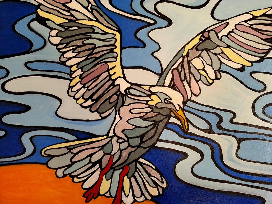drawing of a colored seagull