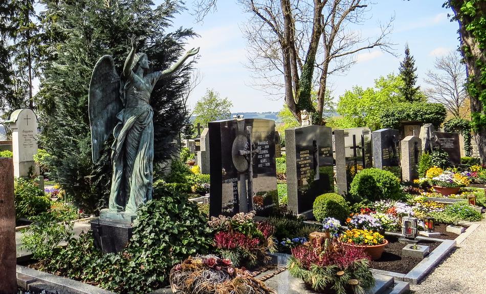 beautiful cemetery with flowers