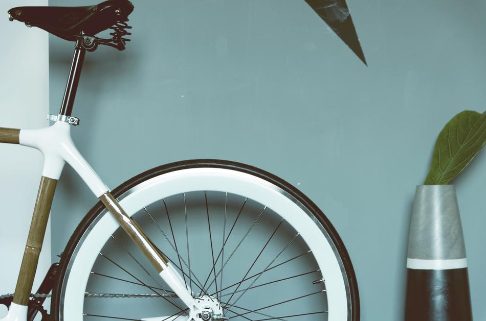 bicycle wheel on blue background