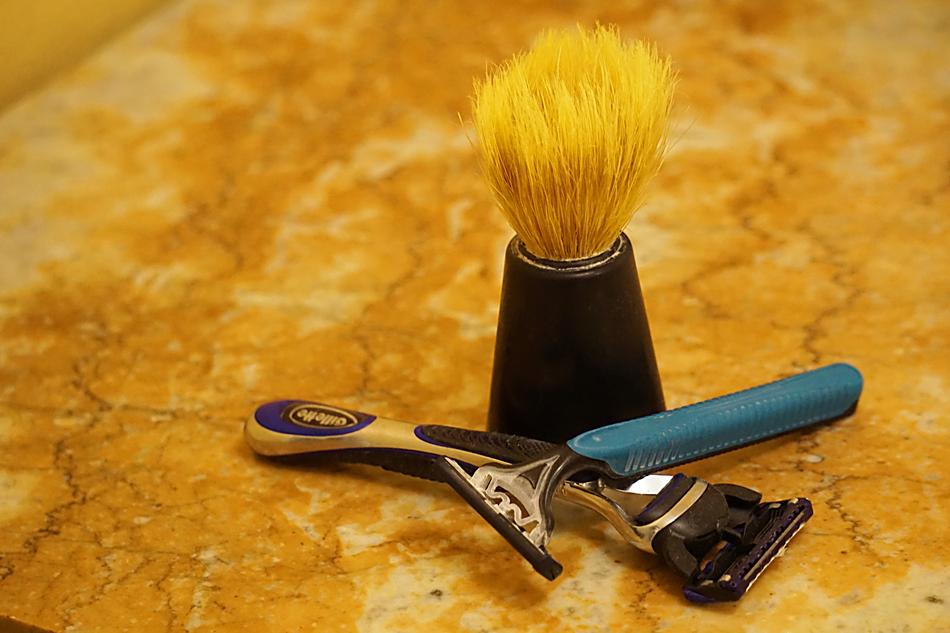 Shaving brush and razor
