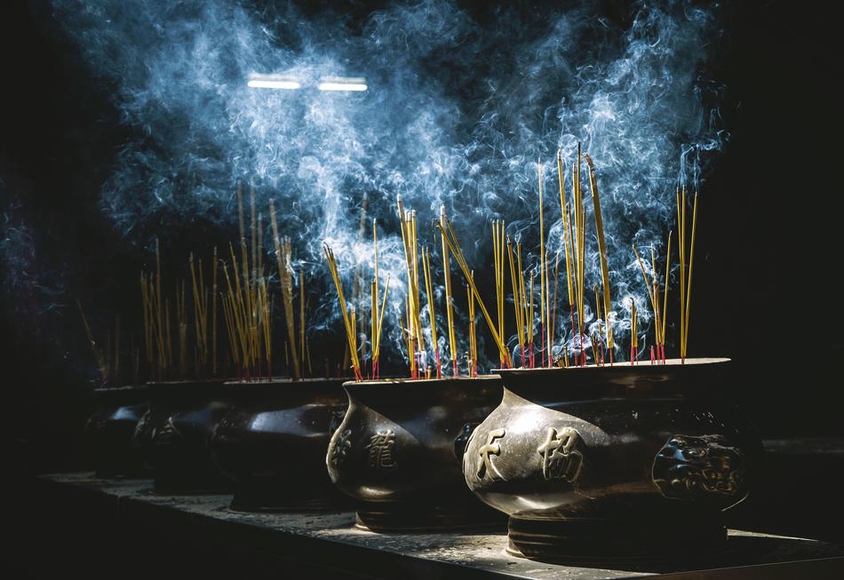 scented candles in the temple