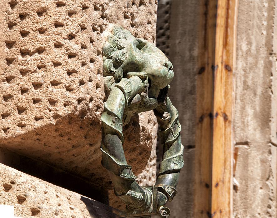 handle on the door of the old building