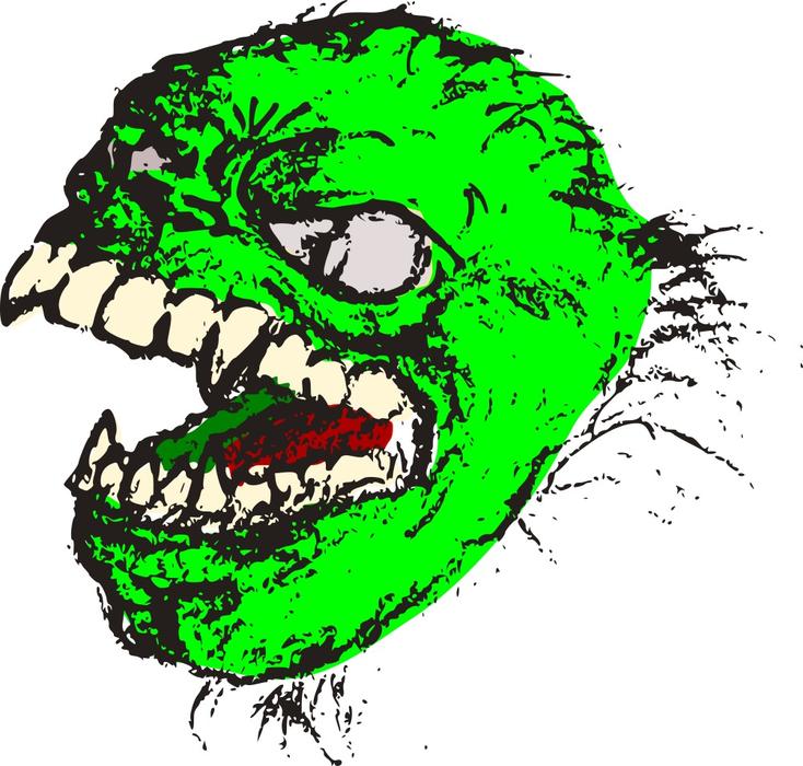evil green monster face