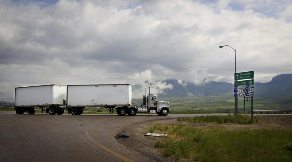 Semi Truck Double Trailer