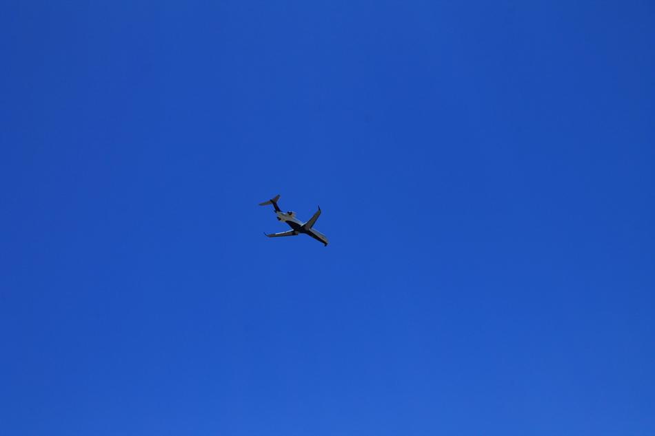 airplane in the blue sky