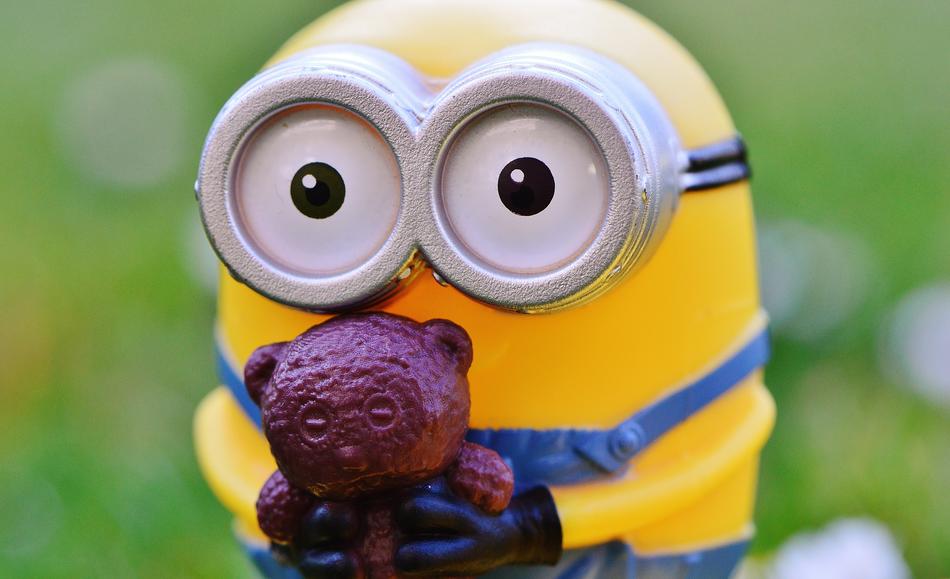 cute minion with a bear