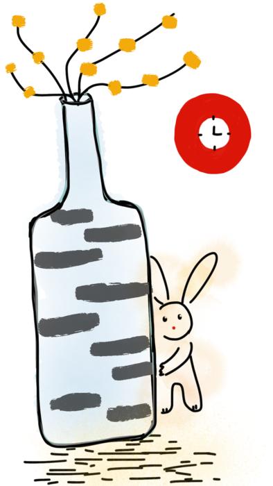 vase flower rabbit clock hiding