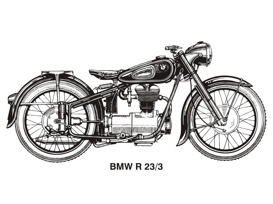 drawing of a motorcycle on a white background