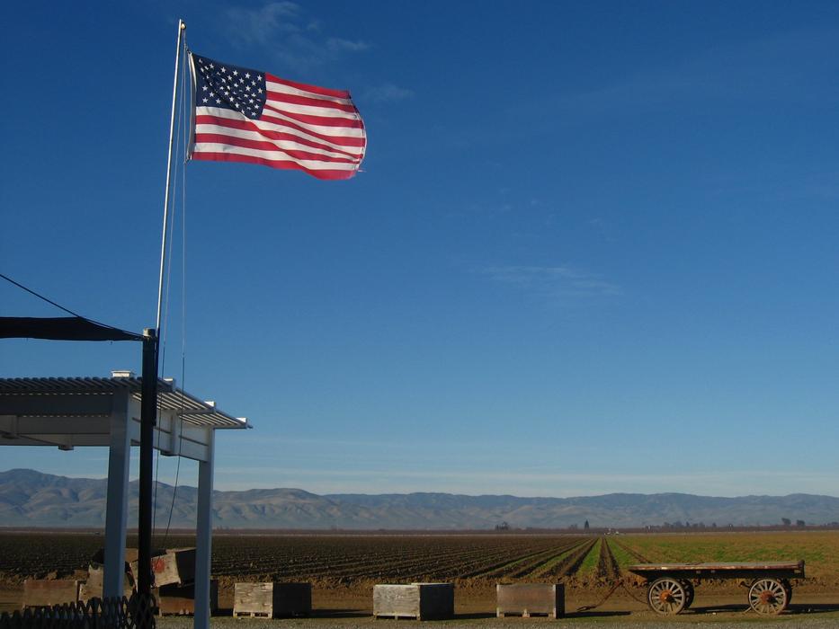 American flag on the building
