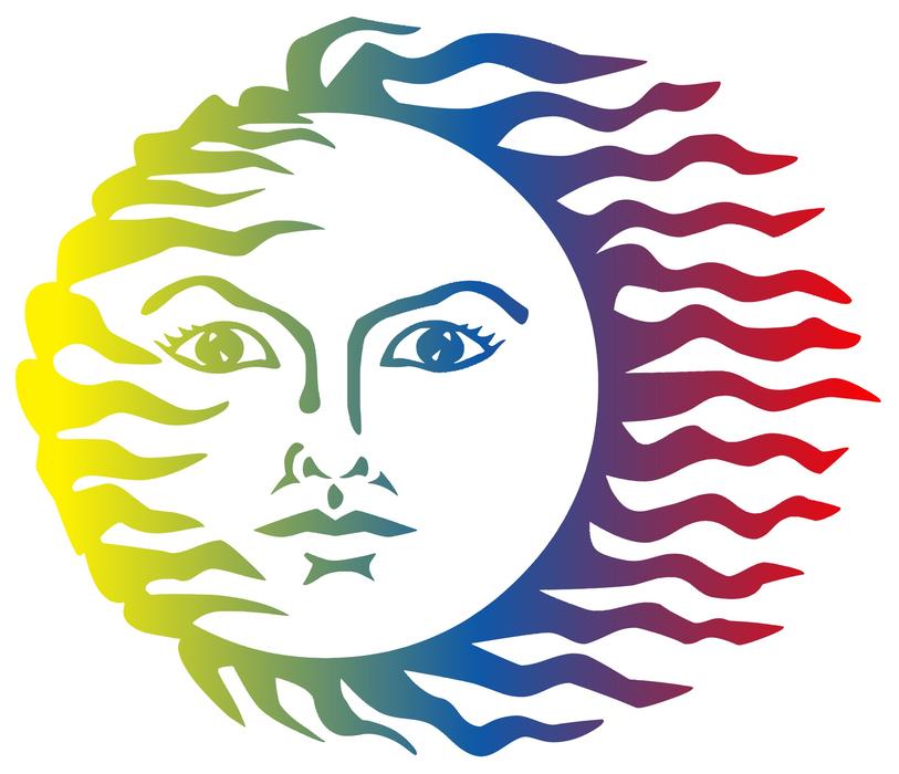 colored sun with a face