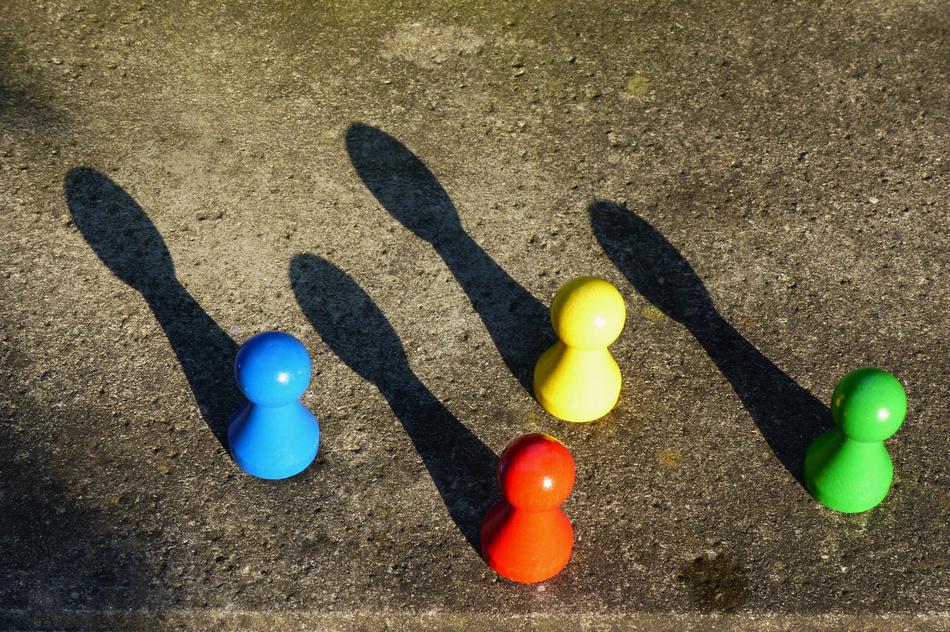 colored buttons in the ground