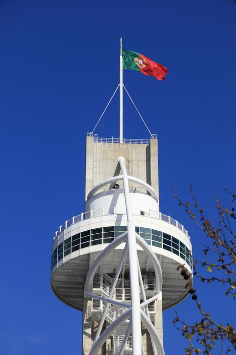 colored flag on the tower