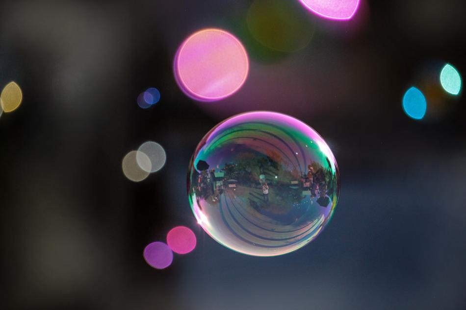 soap bubbles in the air