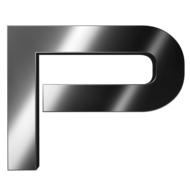 metallic gray letter p