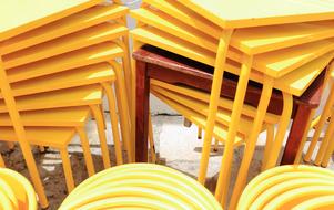 yellow plastic chairs