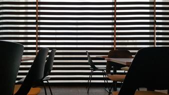 black chairs and tables
