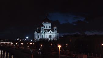 night view of the church in the light