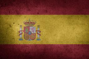Spanish flag colored with coat of arms