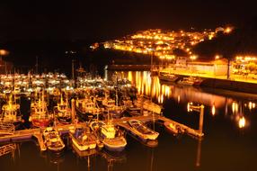bright lights in the port and the city