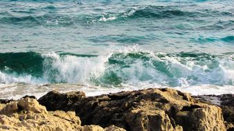 big waves at the rocks