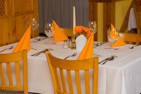 yellow napkins on the table