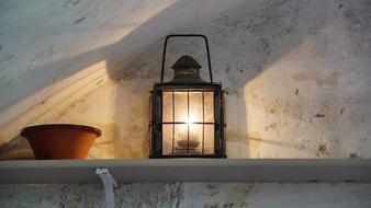 glowing lantern in the room
