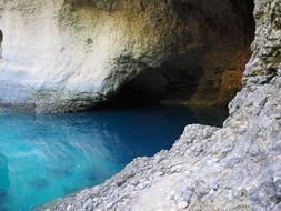 blue lake in the rock