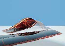 old film on a blue background