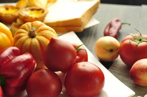 ripe tomatoes and pumpkin are delicious