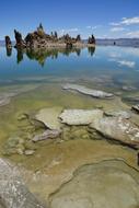 beautiful rocks in the lake