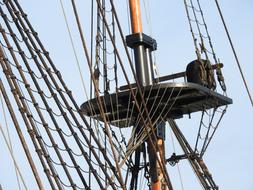 Rope Net on a Sailing Mystical Ship at Sea