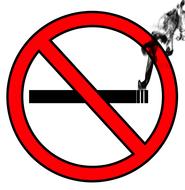 The smoke free sign is red
