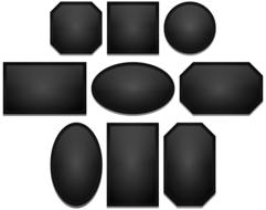 geometric black shapes on a white background