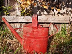 Watering Can Red Old