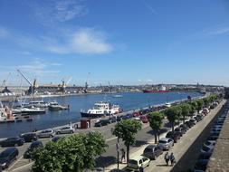 Top view of the city and the yacht