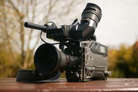 lone camera on the bench