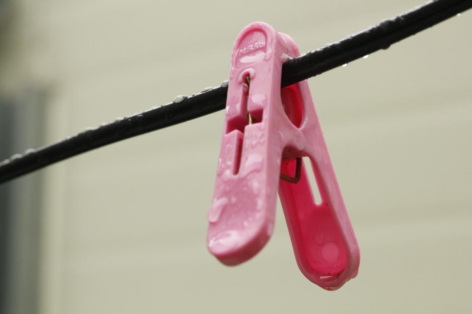 pink clothespin on a string