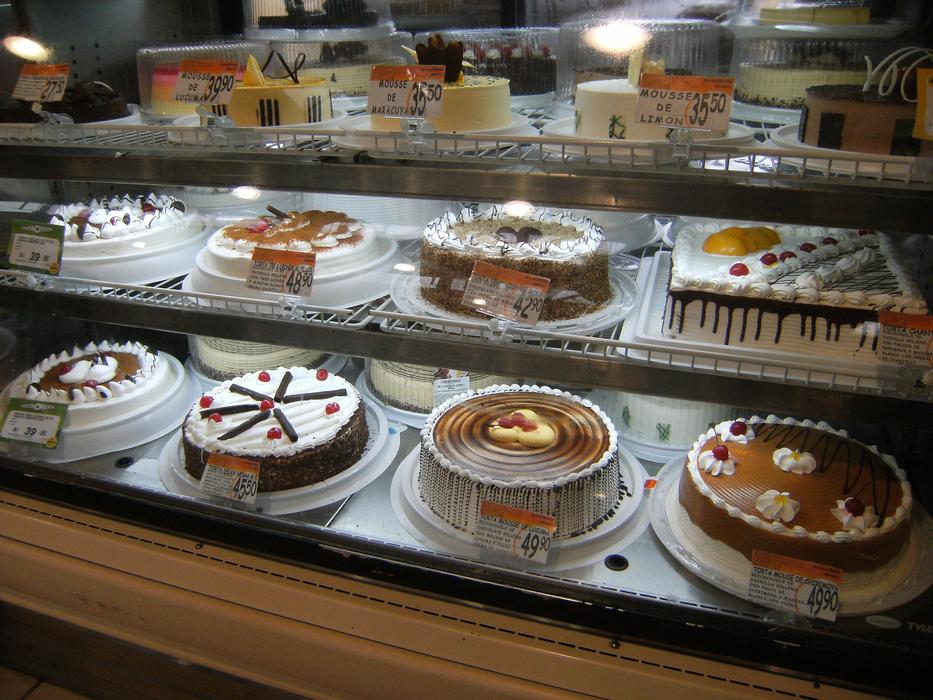 sweet cakes on display