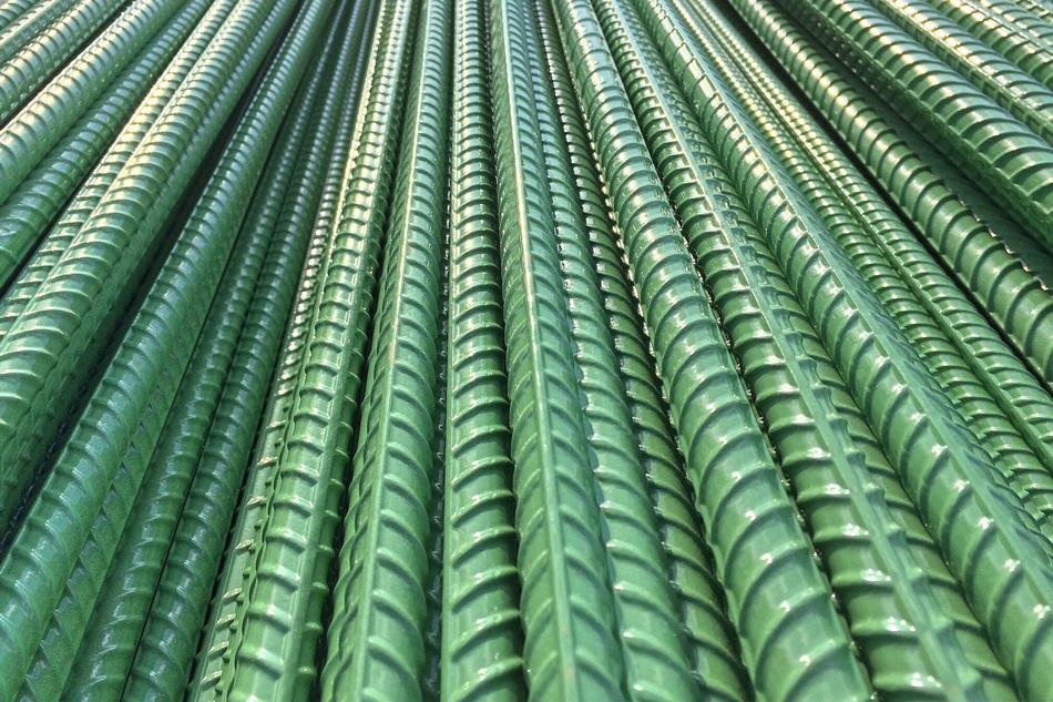 green metal rods