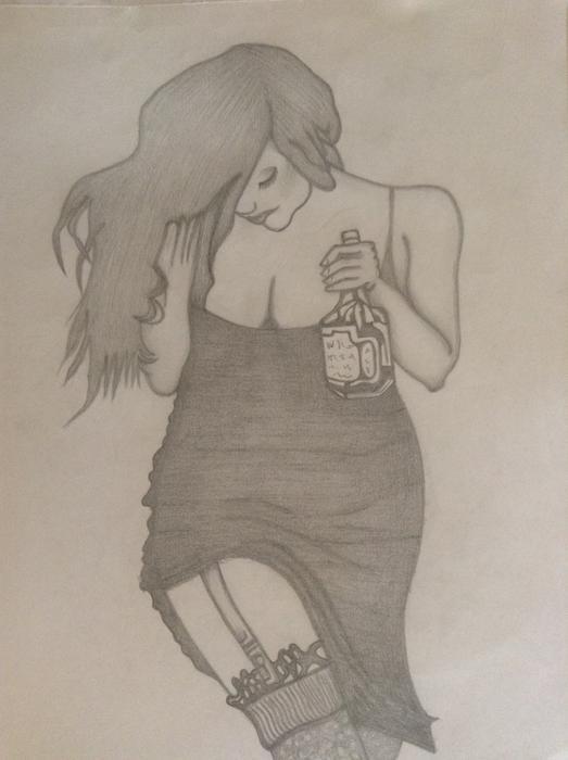 women liquor drawing pencil art