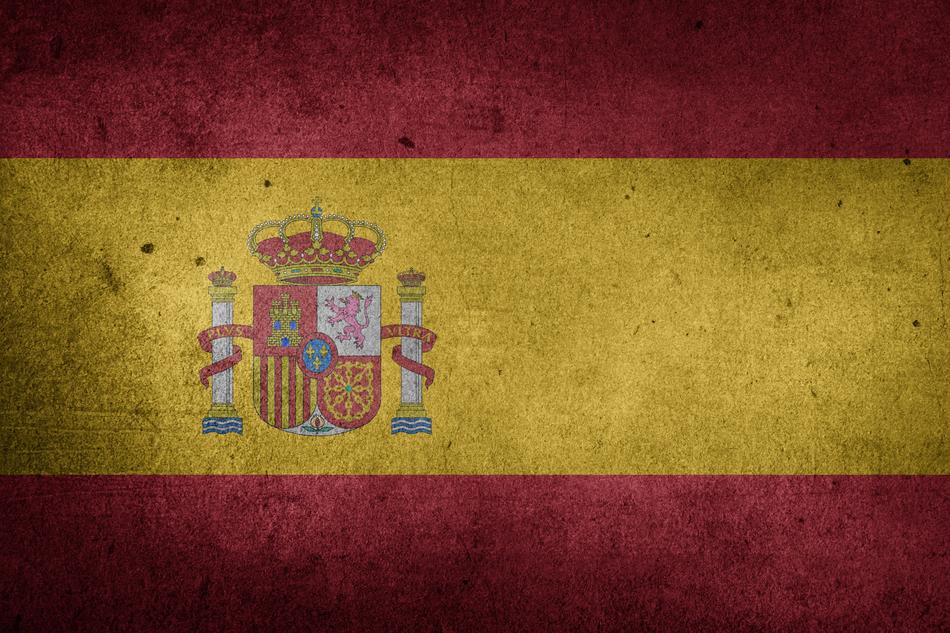 Spanish flag colored with coat of arms