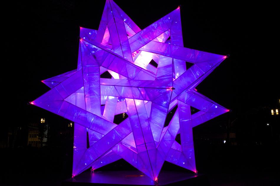 purple star glow in the street