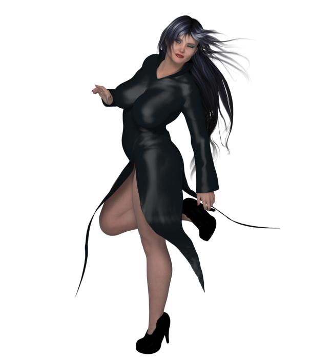 woman fantasy black dress sexy