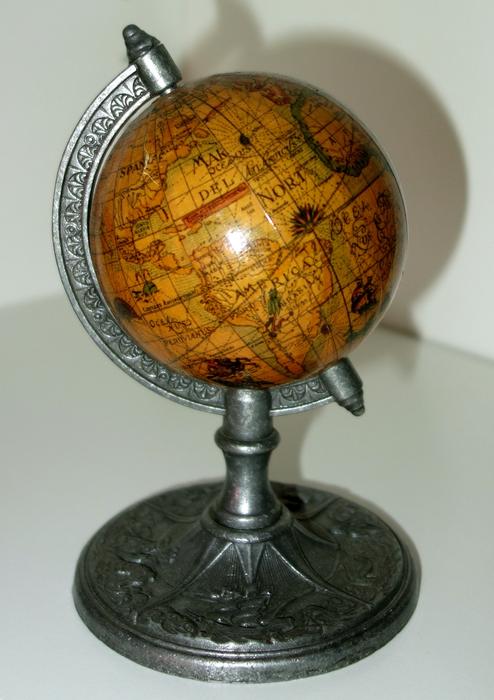 miniature globe on the table