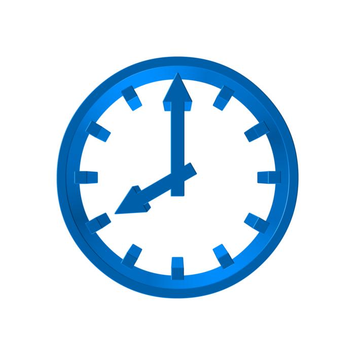 blue clock on white background