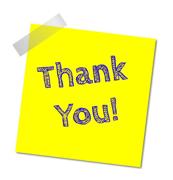 thank you on the yellow note
